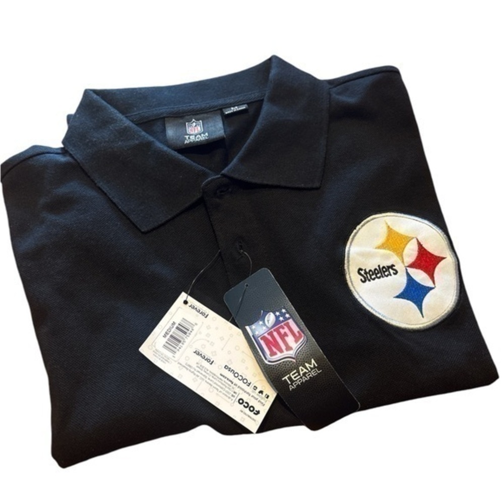 FOCO NFL Team Logo Polo Short Sleeve Shirt - Pittsburgh Steelers - Medium